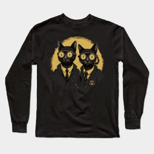 Modern Meows Atomic Age Black Kitschy Cats Long Sleeve T-Shirt